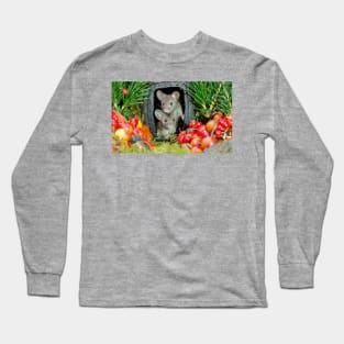 two wild garden house mice in a log home Long Sleeve T-Shirt